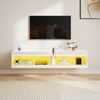 TV Lowboard 140 x 40 x 30 cm mit RGB-LEDs, Hochglanzweiß, Wandmontage und offenen Fächern Bild 2