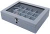 Yudu Aufbewahrungsbox Schmucktablett Schmucklade Schmuckkästchen mit Glasdeckel grau Bild 4