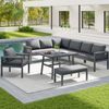 Gartenset 118x61x80 mit Stahl, Glastisch und 8cm starke Polster, grau Bild 2