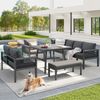 Gartenset 118x61x80 mit Stahl, Glastisch und 8cm starke Polster, grau Bild 3