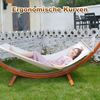 HOMAVO Hängematte mit Gestell, Mit 2 Hängematte, Stabiles Holzgestell, 200kg Belastbarkeit, Maße: 320x120x120 cm, Höhenverstellbar, Blau Bild 3