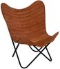 habeig Cocktailsessel Butterfly Chair, Echtleder, Cognac-Braun, Vintage Design, 75x75x87cm, Echtleder Bild 5