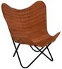 habeig Cocktailsessel Butterfly Chair, Echtleder, Cognac-Braun, Vintage Design, 75x75x87cm, Echtleder Bild 4