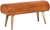 Wohnling Sitzbank Echtleder / Massivholz Bank 100 x 53 x 40 cm | 2er Polsterbank Flur Springbock Braun | Kleine Bettbank Leder | Dielenmöbel Flurbank Bild 2