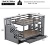 Merax Etagenbett Kinderbett 90x200cm mit 2 Schubladen, Seitschrank, Stauraumtreppe, grau Bild 4