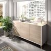 Dmora Kommode Afrodite, Wohnzimmer-Buffet, modernes Wohnzimmer-Sideboard mit 3 Türen, 155 x 43 x 75 cm, Eiche und Weiß Bild 2