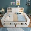 Merax Doppelbett, 140x200 cm Jugendbett, Stauraumbett – Tagesbett mit Schubladen und Stauraum, Holz-Bett mit Doppeltüren & USB/USB-C Anschlüssen, Weiß Bild 3