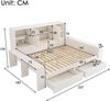Merax Doppelbett, 140x200 cm Jugendbett, Stauraumbett – Tagesbett mit Schubladen und Stauraum, Holz-Bett mit Doppeltüren & USB/USB-C Anschlüssen, Weiß Bild 4