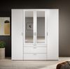 Drehtürenschrank >Vesala< 4 Türen, 3 Schübe, Weiß / Spiegel - 180x195x56cm (BxHxT) Bild 4