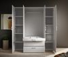 Drehtürenschrank >Vesala< 4 Türen, 3 Schübe, Weiß / Spiegel - 180x195x56cm (BxHxT) Bild 3