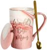 Intirilife Tasse, 1-tlg, Porzellan, Kaffee Tee Tasse mit Deckel Muttertags Geschenk World's Best Mom 280ml Bild 2