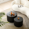 Couchtisch 2er-Set rund, 60 x 60 x H 40 / 48 x 48 x H 35 cm, MDF in Schwarz, platzsparend nestbar Bild 2