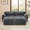 Sofa mit 2 Ottomans, 204cm×179cm×73cm, modular und montagefrei – weicher Plüsch in Grau Bild 3
