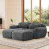 Sofa mit 2 Ottomans, 204cm×179cm×73cm, modular und montagefrei – weicher Plüsch in Grau Bild 2