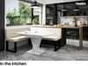 MEBLINI Eckbank für Esszimmer mit ausziehbarem Tisch - Küchenbank - Essecke - Sitzecke Küche - TONI - U-Beine 128x168x87cm Links - Creme Samt/M Weiß Hochgl. Bild 2