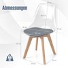 4er Set Transparent Esszimmerstühle mit Massivholz Beine Skandinavische Küchenstühle Akzentstuhl Grau Bild 2