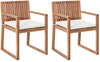 Beliani 'SASSARI II' Set mit 2 Stühlen und Sitzkissen, Akazienholz Heller Holzfarbton / Cremeweiß Bild 1