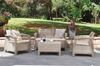 Dmora Loungeset für draußen Nelson, Outdoor-Lounge mit Couchtisch, Terrassenset mit Kissen, Gartenkomposition mit Sofa und Sesseln, 128x70 h79 cm, Beige Bild 2