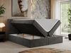Boxspringbett, Doppelbett Matratze und Topper, Polsterbett - CENTOS - 200x200cm - Grau Velours - H4 Bild 2