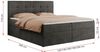 Boxspringbett, Doppelbett Matratze und Topper, Polsterbett - CENTOS - 200x200cm - Grau Velours - H4 Bild 5