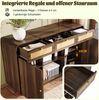 Merax Kommode Sideboard 120cm Nussbaum, Schubladenschrank mit Rattan & Goldgriffen, 3 Schubladen + 2 Schränke + offenes Regal, Höhenverstellbare Einlegeböden Bild 5