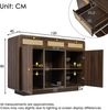 Merax Kommode Sideboard 120cm Nussbaum, Schubladenschrank mit Rattan & Goldgriffen, 3 Schubladen + 2 Schränke + offenes Regal, Höhenverstellbare Einlegeböden Bild 4