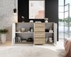Sideboard >BC 1040< 3 Türen, 4 Schubladen, eiche rustica Dekor/ weiß - 160x84x35cm (BxHxT) Bild 5