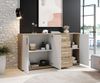Sideboard >BC 1040< 3 Türen, 4 Schubladen, eiche rustica Dekor/ weiß - 160x84x35cm (BxHxT) Bild 3