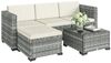 Outsunny Gartenlounge-Set mit Ecksofa, Hocker, Tisch, Sitz- & Rückenkissen, (Sitzgruppe, 5-tlg, Gartenmöbel Set), bis 4 Personen Bild 2