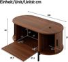Ovaler Couchtisch mit Rattan, Schiebetüren, Holzoptik, Metallbeinen, multifunktionaler Wohnzimmertisch mit Stauraum Bild 5