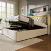 Polsterbett mit LED, Stauraum, USB-Anschluss & Matratze, 160x200 cm, Hellbeige Bild 2