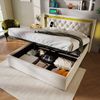 Polsterbett mit LED, Stauraum, USB-Anschluss & Matratze, 160x200 cm, Hellbeige Bild 4
