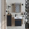 Roomart LEO Badmöbel Set– 4-teiliges Badezimmermöbel Set - Waschbeckenunterschrank mit Keramikwaschbecken, Spiegelschrank & Hochschrank - H 45 x B 24.5 x T 46.5 cm • Anthrazit-Eiche Bild 3