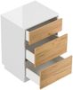 Design Nachttisch Lux M 50cm stehend, 3 Pushauszüge Weiß Hgl Eiche : Weiss hochglanz / Eiche Gold Bild 2