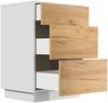Design Nachttisch Lux M 50cm stehend, 3 Pushauszüge Weiß Hgl Eiche : Weiss hochglanz / Eiche Gold Bild 4