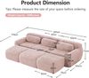 Flieks 3-Sitzer Sofa, Modulares Schlafsofa mit 3 Ottoman & 3 Kissen, rutschfester Boden, Plüsch, Rosa Bild 4