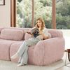 Flieks 3-Sitzer Sofa, Modulares Schlafsofa mit 3 Ottoman & 3 Kissen, rutschfester Boden, Plüsch, Rosa Bild 3