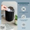Kosmetikeimer/ Tischabfalleimer EDOLO mit Schwingdeckel und 1,5 Liter Fassungsvermögen, aus schwarzem Kunststoff Bild 3