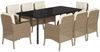 vidaXL 9-tlg. Garten-Essgruppe mit Kissen Beige Poly Rattan 3211975 Bild 2