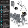 KESSER® Gartenstuhl Hochlehner mit Armlehnen | Aluminium Klappstuhl inkl. Kopfkissen Campingstuhl 7-Fach Verstellbar Rückenlehne | Atmungsaktiv & Wetterfest | Klappbar & Anti-Rutsch Hellgrau, 6 Stück Bild 2