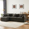 3-Sitzer Sofa B 283 x T 147 x H 84 cm aus Chenille mit beweglichem Fußhocker Bild 2