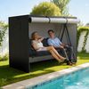 M MCombo Hollywoodschaukel Abdeckung 2-3 Sitzer, Abdeckplane Wasserdicht & UV-Beständig für Gartenschaukel 8003 8007, Reißfeste Schutzhülle 4001 (Oxford, Schwarz) Bild 2