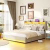 Polsterbett 180×200 cm mit ergonomischem Komfortdesign, Samtbezug in Beige Bild 2