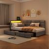 PXloue Polsterbett Daybett Tagesbett, Schlafsofa,2 Schubladen, Mit LED und USB-Ladeanschluss,90x200 cm Bild 5