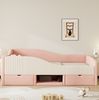 Polsterbett für Kinder mit Stauraum, 90×190 cm, Samt, Rosa+Weiß Bild 3