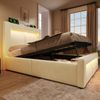Polsterbett 90x200 cm mit Bettkasten, LED, USB & Type-C, Samt in Beige, ohne Matratze Bild 3