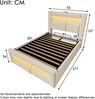 Polsterbett 90x200 cm mit Bettkasten, LED, USB & Type-C, Samt in Beige, ohne Matratze Bild 5