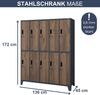 Umkleideschrank Spind BARTEK - 10 Abteile, Etikettenhalter Lüftungsschlitze | Umkleidespind Schließfachschrank Garderobenspind, 172x136x45cm Anthrazit-Nussbaum Bild 2