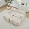2-Sitzer Sofa 192×167×70 cm aus Samt rahmenlos modular mit 2 Ottomanen, beige Bild 2