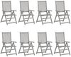 vidaXL Verstellbare Gartenstühle mit Auflagen 8 Stk. Grau Akazienholz 3075145 Bild 2